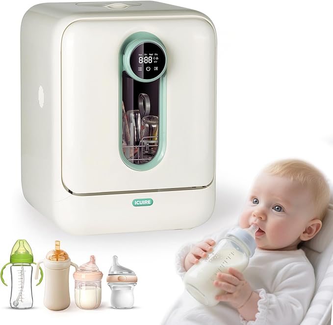 ICUIRE Baby Bottle Washer, Sterilizer & Dryer Pro, Newborn Essential for Parents One-Hand Operation, 4 Sterilize Modes for Baby Stuff, 3.2L Water Tank for Clean Bottles, Pump Part &Pacifiers, Baby Toy