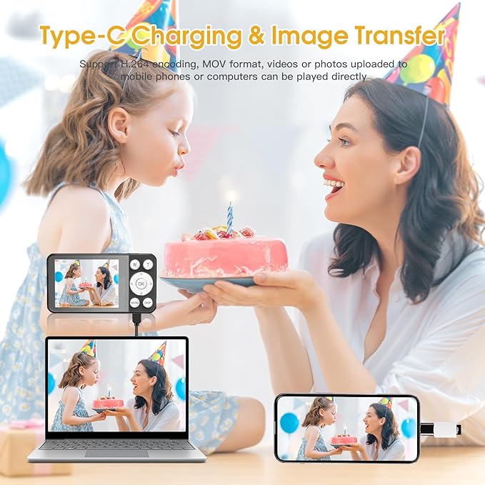 4K Digital Camera for Teens, FHD 64MP Digital Camera for Kids with 64GB SD Card, 18X Digital Zoom Cameras for Photography, Point and Shoot Video Camera for Kids, Black