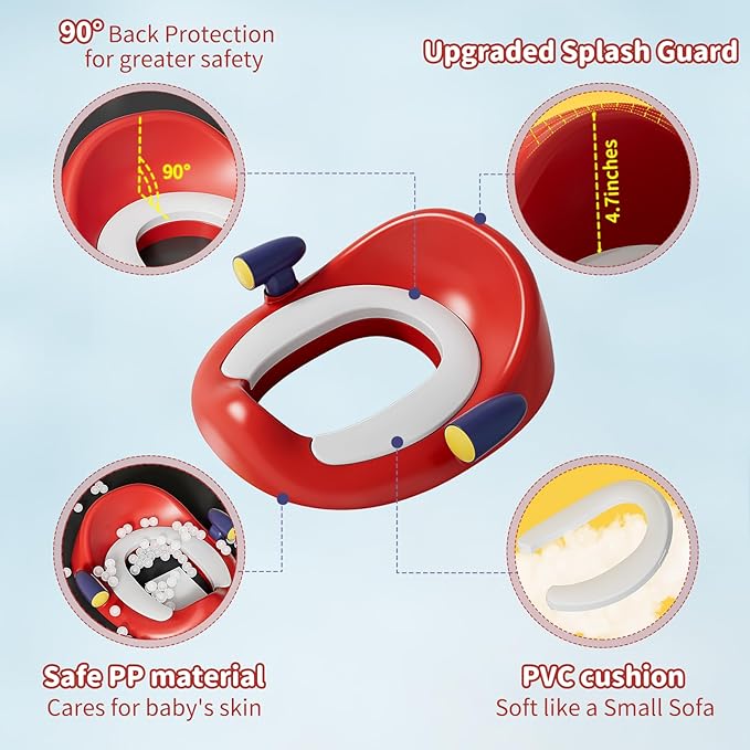 Potty Training Toilet Seat with Kids Step Stool Anti-Slip Toddler Potty Seat with Soft Cushion, Baby Potty Training Set Toddlers Toilet Seat for Boys and Girls (DarkBlue)