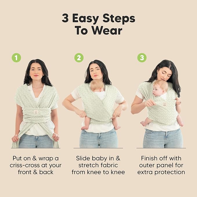 KeaBabies Baby Wrap Carrier - All in 1 Original Baby Carrier Newborn to Toddler Sling, Easy to Wear, Hands Free Bonding, Lightweight, Breathable Infant Wraps (Chevron Maze)