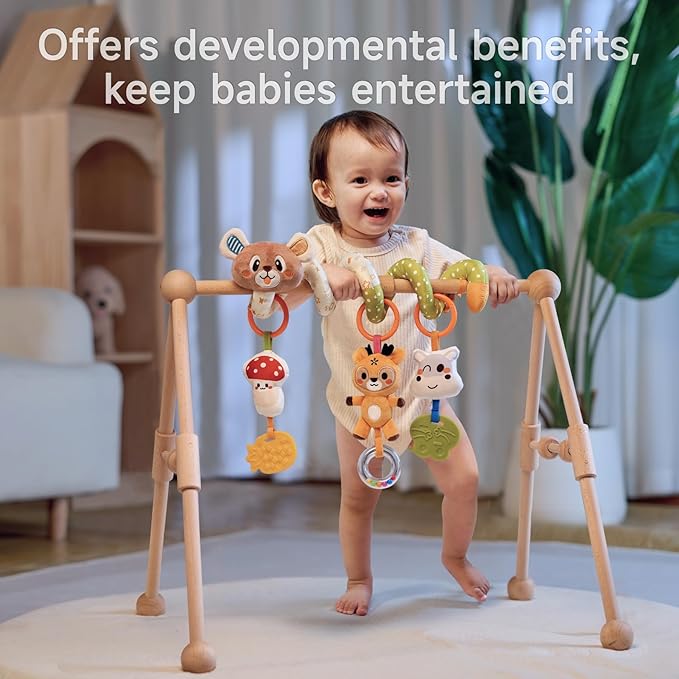 TUMAMA Baby Activity Toy Cute Bear Spiral Toy with Hanging Toys, Clips Detachable Sensory Stimulating Baby Toys 0-3 3-6 Months for Newborn Strollers Bassinets Crib Carseat