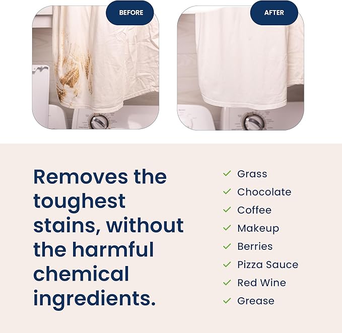 Laundry Wash Detergent for Sensitive Skin, Gentle & Safe for Baby Clothes | Plant-Based, Natural Ingredients | Unscented | Include 1 Refillable Bottle (150 Loads)