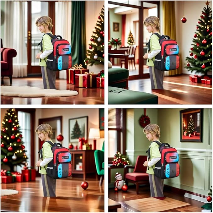 Boys Backpack 3d Cartoon GameBag for Children Teens School Backpacks for Waterproof Kids Backpack 17″Travel Backpacks (GAME)