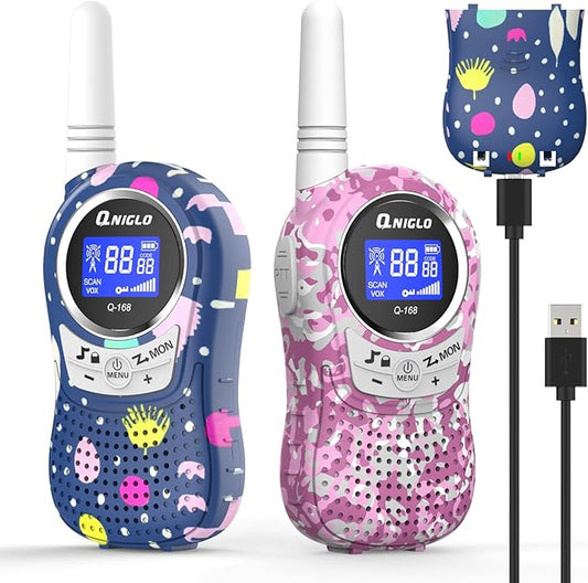 Qniglo Walkie Talkies for Kids - Rechargeable Kids Walkie Talkies with Clear Sound, Easy to Use, VOX, Perfect Birthday for 3-8 Year Old Boys Girls - Outdoor Adventures, Camping, Hiking