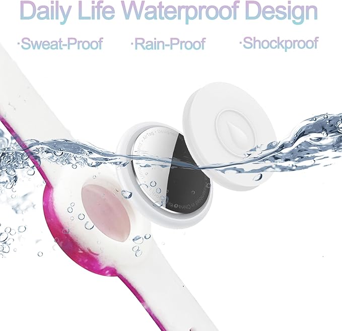 Waterproof AirTag Bracelet for Kids, Hidden Printed Wristband for Apple Air Tag, Silicone AirTag Holder GPS Tracker Case for Band for Child Toddler, Secure Anti-Lost Protection(Starry Sky Purple)