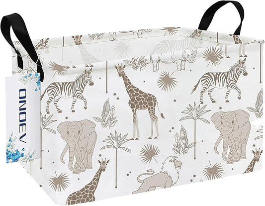 Rectangular Folding Laundry Basket,waterproof Canvas Basket,gift basket,Suitable for children's room,Office,Clothes,Toys Storage(Animals)