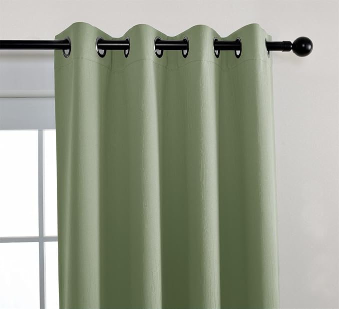 MIUCO Blackout Curtains Room Darkening Curtains Textured Grommet Panels for Living Room 2 Panels 52x84 Inch Long Sage