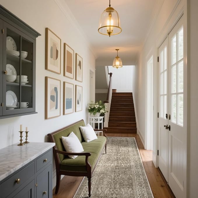 Washable Runners for Hallways Kitchen Rug: 2'x10' Runner Rugs Stain Resistant Non Slip Low Pile Soft Carpet Runners for Hallways Bedroom Entryway Indoor Beside Bathroom Laundry Room