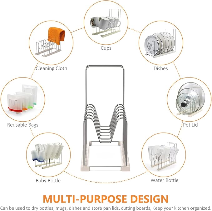 Reusable Bag Drying Rack,Silicone Bag Drying Rack,Plastic Bags Dryer Rack,Dryer Rack for Silicone Storage Bags,Draining Stand Holder for Cups,Bottles,Pan Lid&Cutting Board Organizer