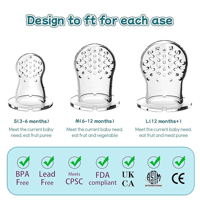 Baby Solids/Frozen Fruit Feeder Pacifier, Infant Teether Toy 4M+, BPA-Free Silicone Pouch & Nipple, Safely Introduce Solids, Teething Relief, 2-Pack (Dolphin - Blue Pink)