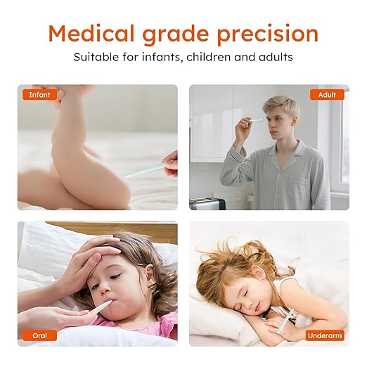 Thermometer for Adults and Kids, Medical-Grade Accurate Fast Reading Oral and Underarm Temperatures, Rechargeable Digital Thermometers with LED Display