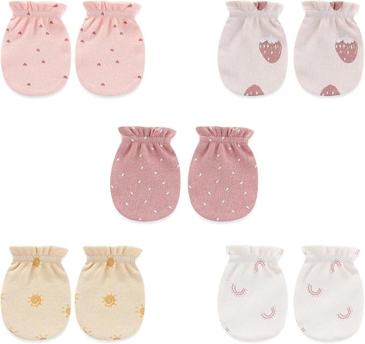 5 Pairs Baby Not Scratch Mittens 0-6 Months New Born Boy Girl Gloves Cute Infant Accessories