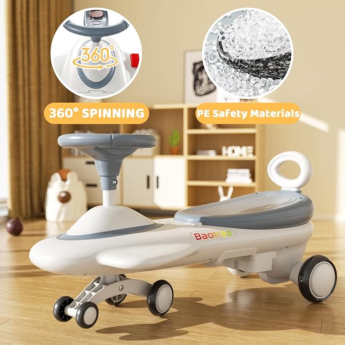 Kids Electric Ride On Car 12V - Electric Wiggle Car with Rechargeable Battery, LED Lights & Music,Anti-Rollover for Boys Girls Ages 3-8, Indoor/Outdoor Toy Vehicle up to 150 lbs