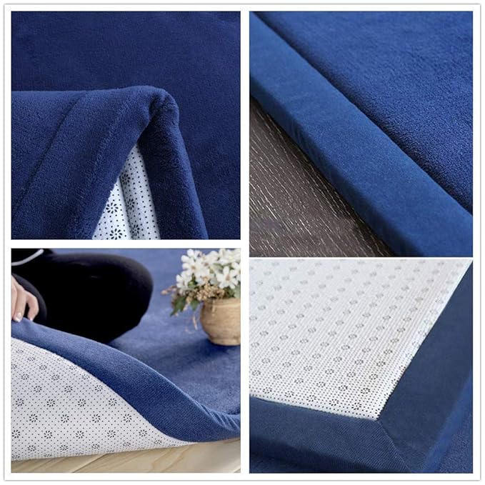 Loartee Nursery Rug Coral Velvet Crawling Rugs Mat Area Rugs Play Crawling Mat(6'8"x 6'8", Dark Blue) for Toddler Children Play Mat Yoga Mat Exercise Pads Carpet