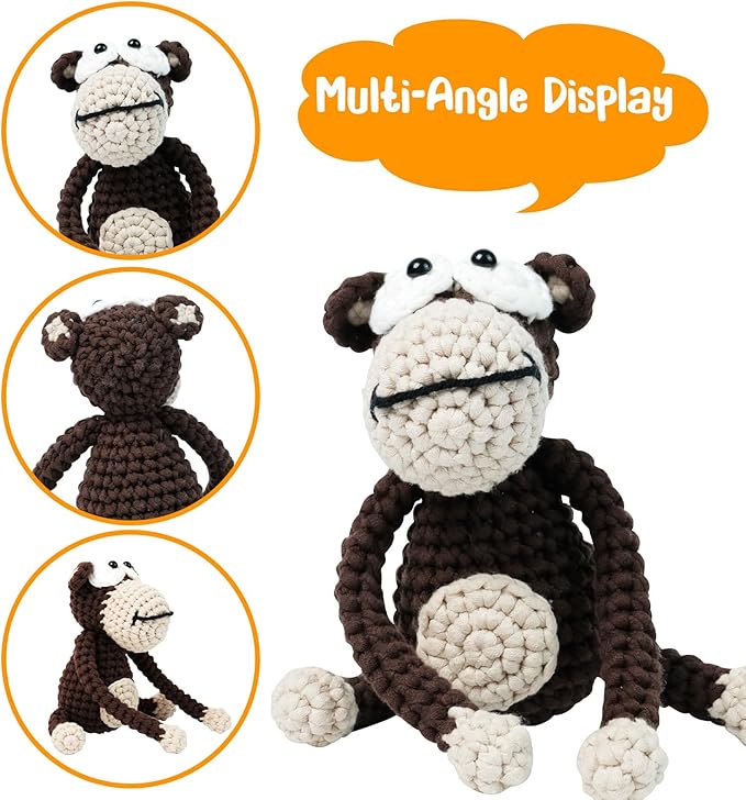 Utook Crochet Kit for Beginners, Crochet Animal Kit,Crochet Kits for Beginners Adults and Children, with Instructional Videos and Paper Tutorials, Handmade Crafts, Holiday Gifts (Orangutan)