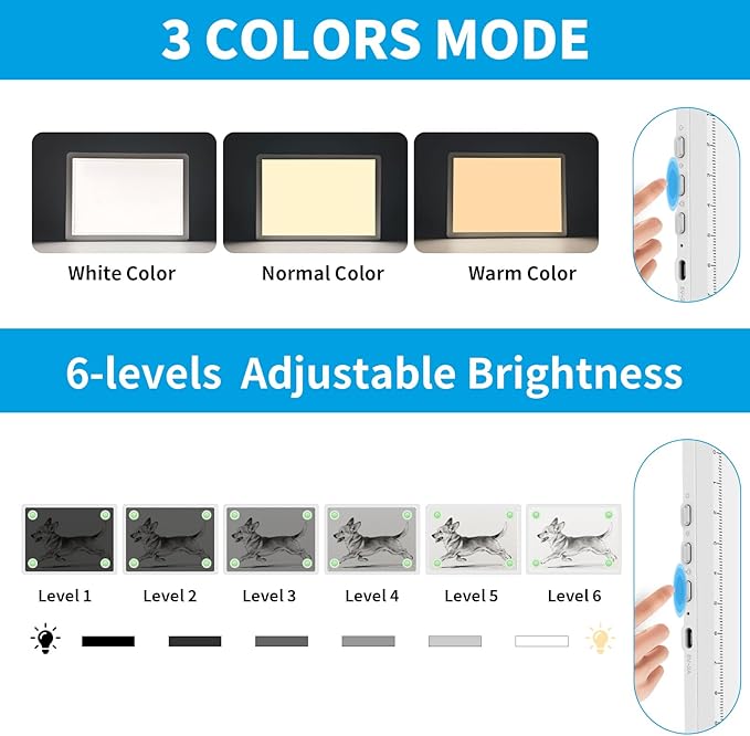 Phylosal Magnetic A4 Light Pad with Bag, Super Bright Light Box with Side Button, Diamond Art Light Board, Lightbox for Tracing and Drawing, USB Power Light Table for Sketching, Weeding Vinyl (White)