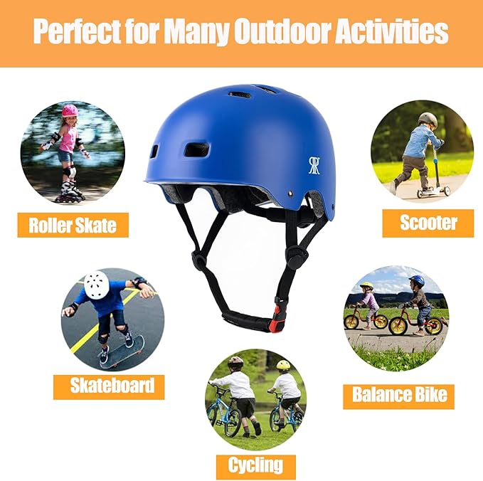 Youth Kids Bike Helmet, Skateboard Bicycle Helmet for Age 5-8-10-12-14 Teen Boys Girls Adjustable and Multi-Sport for Scooter Roller/Inline Skate