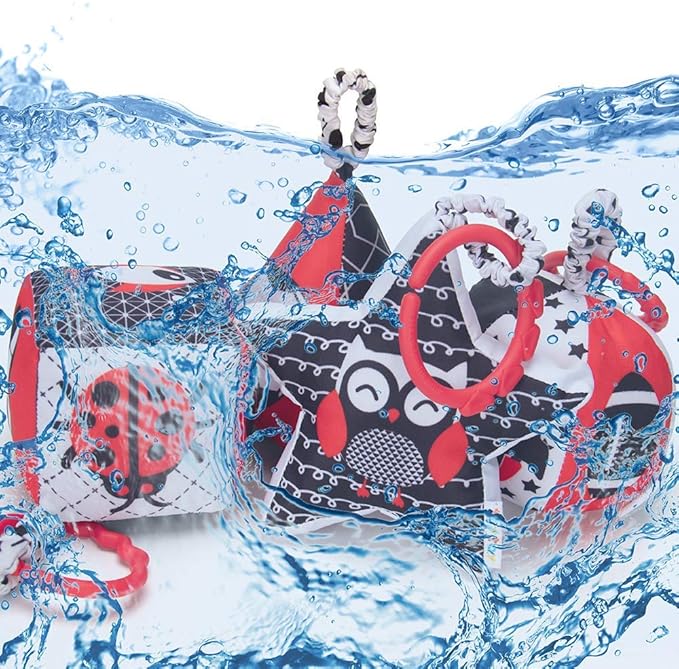 teytoy High Contrast Baby Stroller Toy, Black and White Infant Pattern Toys with Rattle, Easy Clip Hanging Toys, Stroller Crib Carseat Toy, Newborn Baby Toys for 0 3 6 9 12 Month