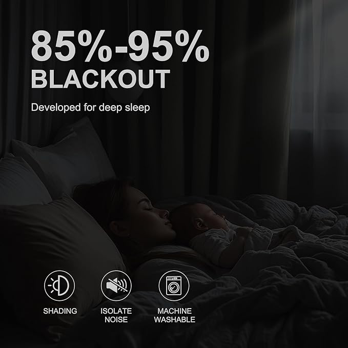 NICETOWN Farmhouse Curtains for Living Room, Blackout Thermal Insulated Sliding Door Curtains for Patio Glass Door, Grommet Soundproof Smart Drapes for Office, 1 Pair, 52" W x 95" L, Light Beige