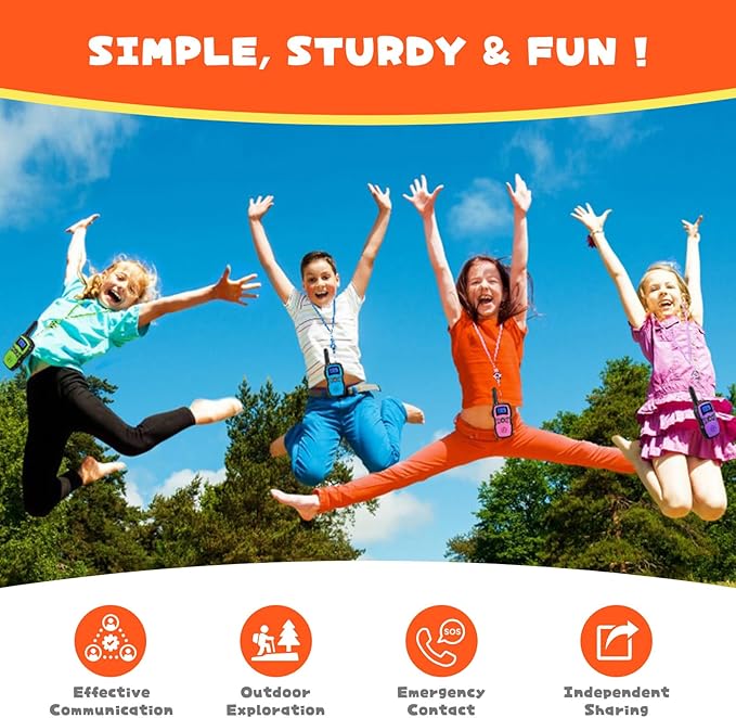 Wishouse Walkie Talkies for Kids Rechargeable Long Range, Xmas Birthday Gift for Boys Girls 4 5 6 7 8 9 10 Year Old, Hiking Gear Camping Games, Toys with Flashlight, VOX, Easy to Use 3 Pack