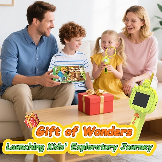 Borescope Snake Camera Endoscope with Light & Flexible Tube for Kids - Educational STEM Science Toy for Boys & Girls Ages 3-10, Birthday for Nature Exploration - Green