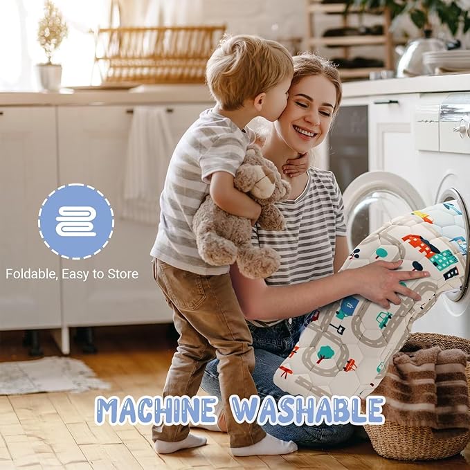 Car Portable Baby Play Mat 50x50 Playpen Mat Upgraded Thicker Baby Floor Play Mat Non-Slip Cushioned Crawling Mat Waterproof Kids Play Mat Activity Playmats for Babies Toddler Tummy Time(50x50, Car)