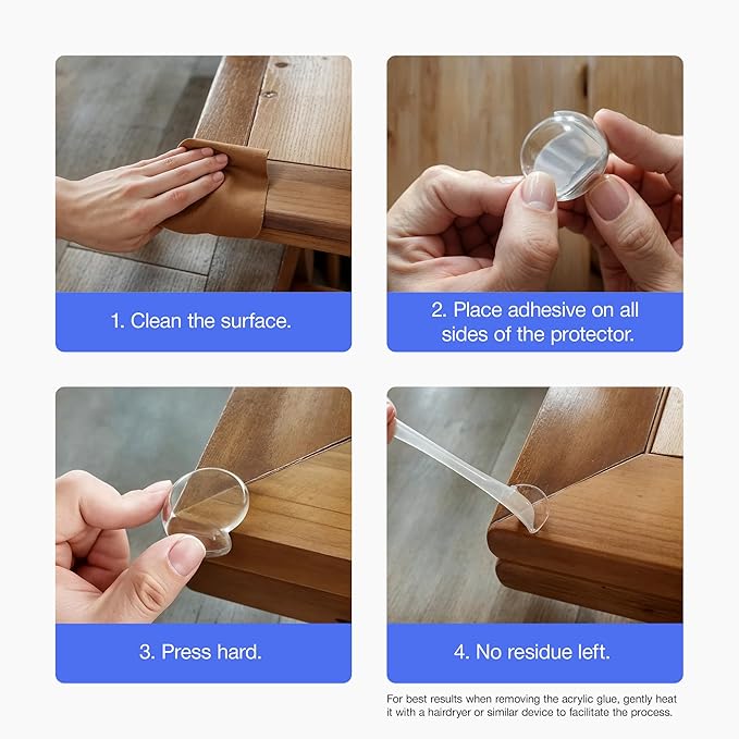 UXU Corner Protector for Baby, Guards - Furniture Corner & Edge Safety Bumpers - Baby Proof & Cushion to Cover Sharp Furniture & Table Edges - Clear and Transparent - (Pack of 18)