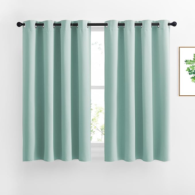 NICETOWN Blackout Curtains for Girls Room - Thermal Insulated Solid Grommet Room Darkening Panels/Drapes for Girl's Bedroom (Aqua Blue, 1 Pair, 46 by 54-Inch)
