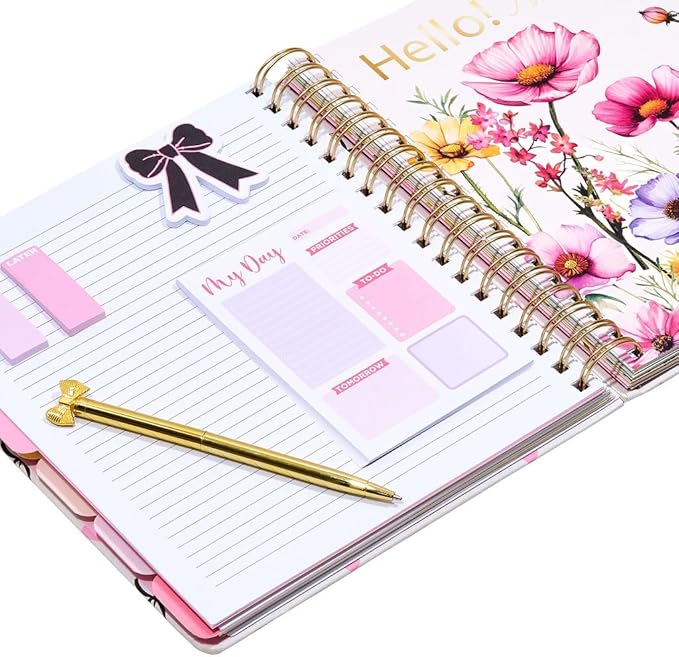 Votum August 2025 to January 2027 Large Back to School Academic Planner- Daily, Weekly & Monthly Organizer with Pens, Stickers, Sticky Notes, and a Sturdy Cover - Bows Pink