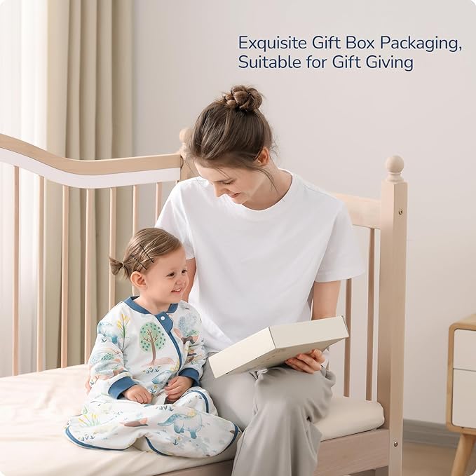 Baby Sleep Sack 18-24 Months, Cotton Detachable Long Sleeve Sleep Sack, 2.5 Tog Toddler Sleeping Sack with Temperature Strips, 2-Way Zipper Wearable Blankets for Newborns, Dinosaur