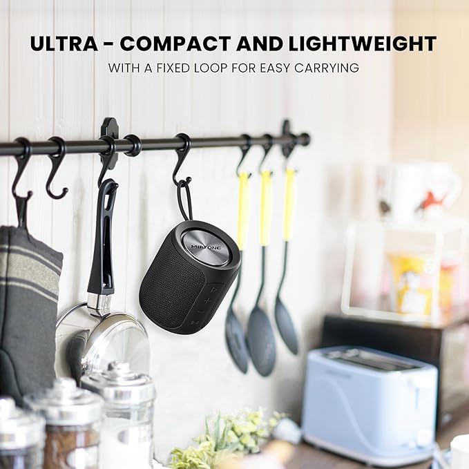 MIATONE QBOX - 16W Bluetooth Speaker IP67 Waterproof Speaker with Deep Bass, Portable Speakers for Beach Camping Accessories, Gifts for Men Fathers Him - Black