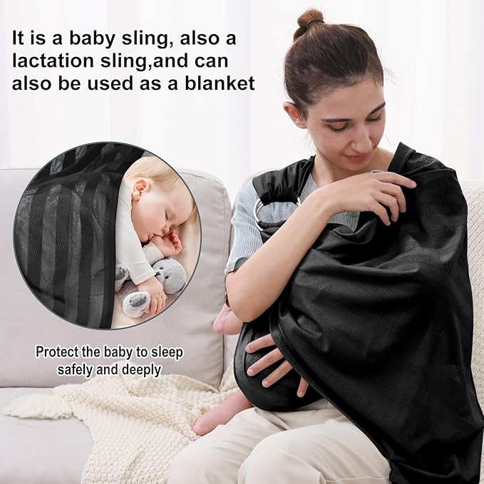 Water Ring Sling Baby Carrier, Adjustable Lightweight Breathable Newborn Carrier Sling for Summer, Swimming, Pool, Beach, Front Chest Mesh Infant Wrap Carrier for Baby Gift（Black）