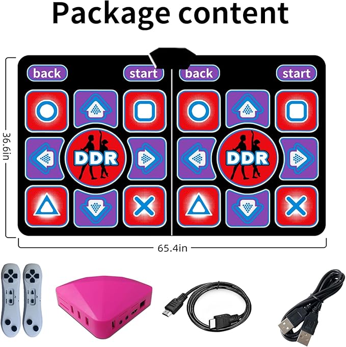 Dance Mat for Adults and Kids - Wireless Dance Pad Game for TV, Fun Kids Dancing Exercise Game,Plug and Play,Birthday Ideas for Girls and Boys,Red