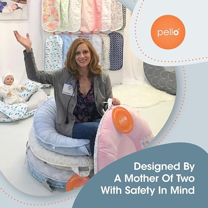 Pello Multi-use Luxe Baby, Floor Cushion/Play Mat/Lounger (Serenity/Gray)