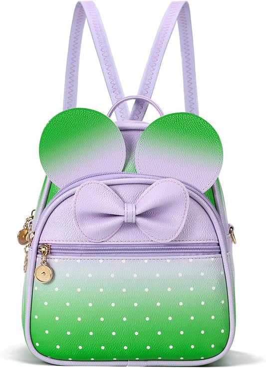 KL928 Girls Bowknot Polka Dot Cute Mini Backpack Small Daypacks Convertible Shoulder Bag Purse for Women