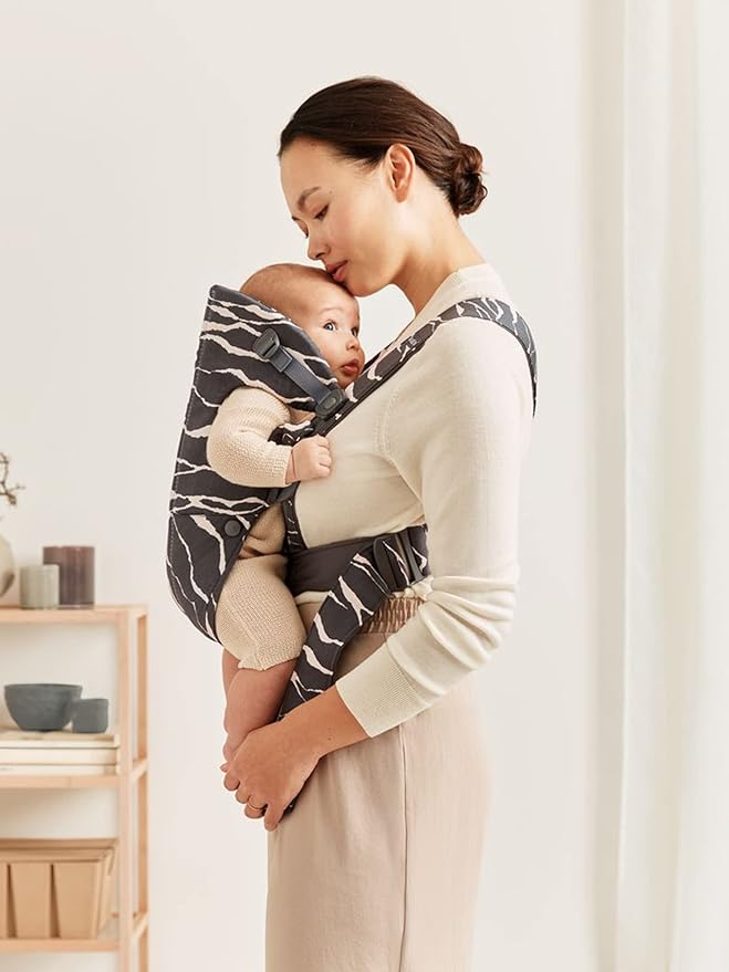 BabyBjörn Baby Carrier Mini, Anthracite/Landscape Print, Cotton | Newborn Carrier (7-25 lbs), Ergonomic, Easy-to-Use