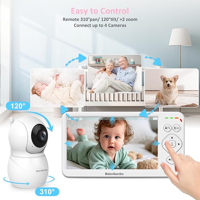 6" Big Screen Baby Monitor with Camera and Audio, 1000ft Long Range No WiFi, 2-Way Talk, 8 Lullabies, ECO Mode, Infrared Night Vision, 150 Languages, Baby Shower,Baby Register Gift