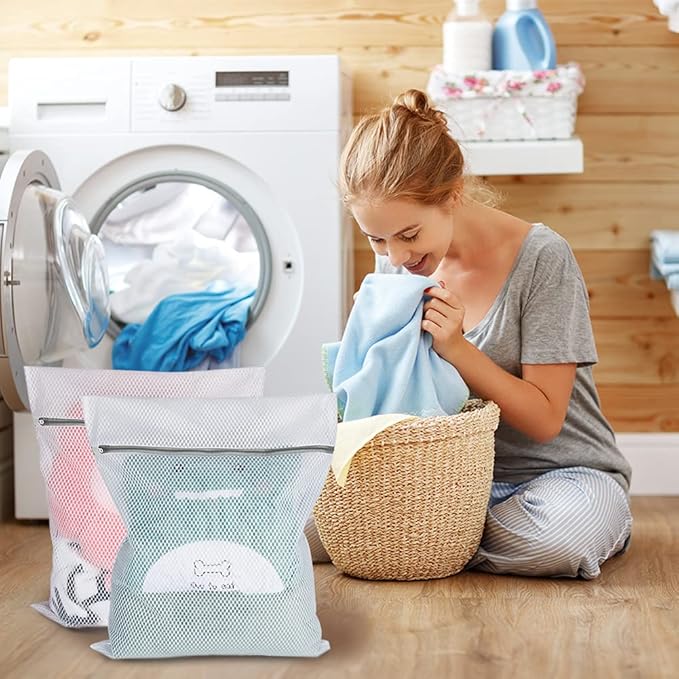 Vivifying Large Mesh Laundry Bags, 2 Pack Honeycomb Mesh Wash Bags for Washing Machine, Delicates Clothes, Sweater, Coats, Stuffed Toys, Blanket (White)