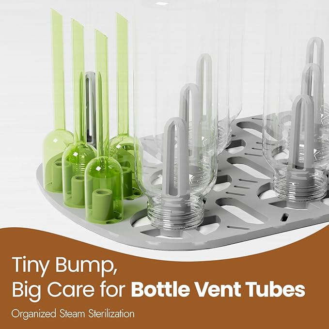 NCVI 20-Minute Baby Bottle Steamer Sterilizer and Dryer with 2 Bottle Trays for 8/6 Bottles, Fast Electric Steam Sterilization Disinfection for All Bottles, Pacifiers, Teether and Breast Pump Parts