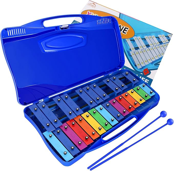 EASTROCK Xylophone, 25 Notes Glockenspiel Xylophone for Kids, Professional Xylophone Instrument Music Teaching, Gifts, JDXPE-25NC-DBL