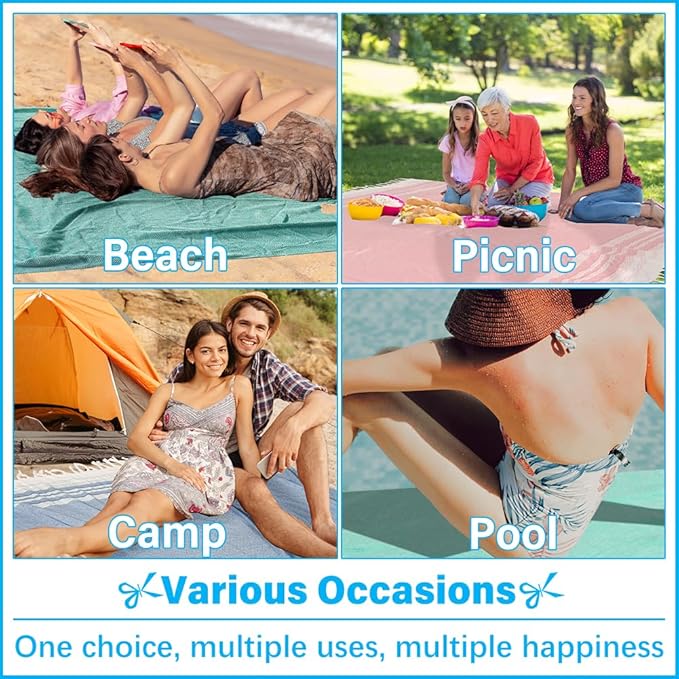 Oversized Turkish Beach Towel Blanket XXL Cotton Sandproof Towels Boho Woven Extra Large Big Sand Free Giant Throw Thick Blankets Huge Quilt XL Picnic Camping Necessities Cloud For Adult Gifts Blue