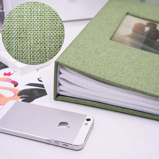 Vienrose Linen Photo Album 420 Pockets for 4x6 Photos Fabric Cover Photo Books Slip-in Picture Albums for Wedding Baby Vacation