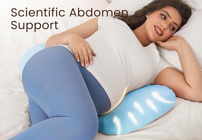 Pregnancy Pillow for Sleeping Memory Foam Pillow for Side Sleeper, Maternity Pillow Support for Back, Belly, HIPS for Pregnant Women, Portable and Adjustable Travel Wedge Pillows Cooling Blue