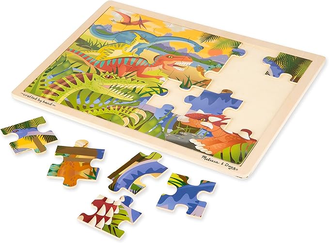 Melissa & Doug Dinosaurs Wooden Jigsaw Puzzle with Storage Tray (24 pcs)