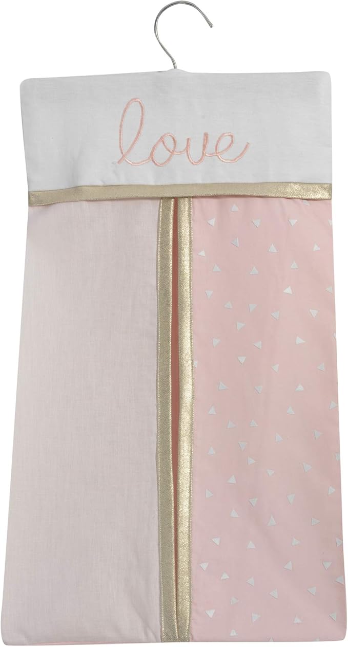 Lambs & Ivy Baby Love Pink/Gold Girl Heart 4 Piece Crib Bedding Set