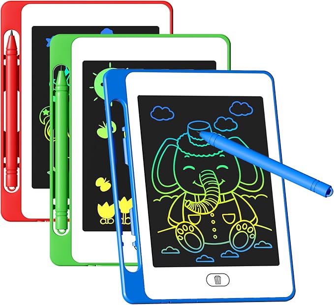 3 Pack LCD Writing Tablet for Kids, 6.5 Inch Colorful Doodle Board Drawing Tablet, Erasable Reusable Electronic Drawing Pads, Educational Learning Toys Birthday Gifts for Girls Boys Age 3 4 5 6 7 8