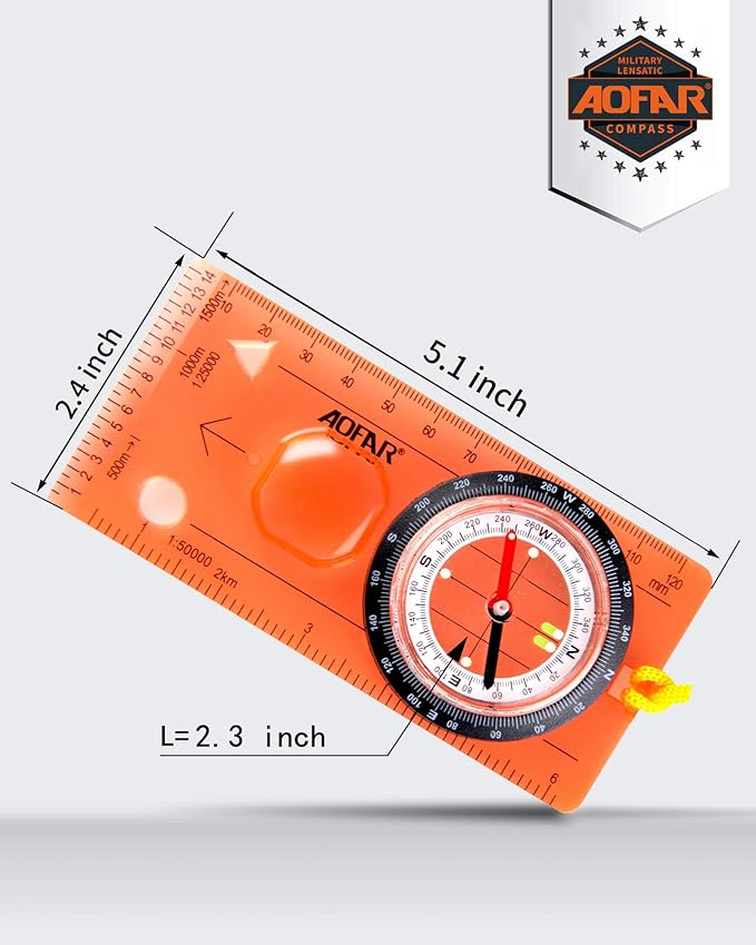 AOFAR Orienteering Compass for Kids, Lightweight and Portable, Survival Compass for Navigation, Backpacking, Camping, Hiking, and Hunting