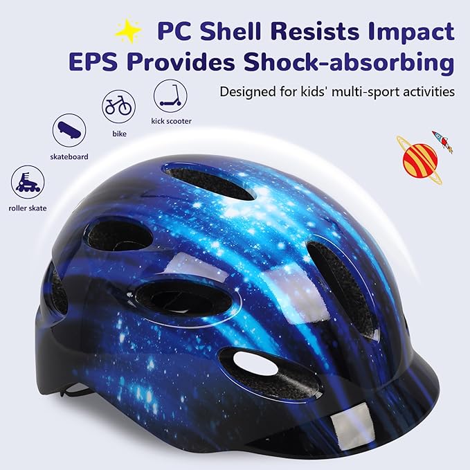 Kids/Youth Bike Helmet for Boys Girls and Teens, Adjustable and Multi-Sport for Bicycle, Kick Scooter, Skateboard, Roller/Inline Skate