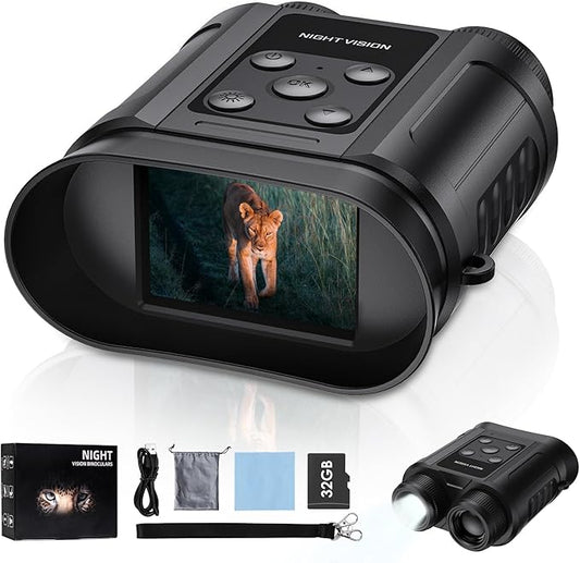 Night Vision Goggles,Compact Night Vision Binoculars,32GB Card Included, Photo/Video Capture,Outdoor Tools for Education, Wildlife Watching,Gifts for Boy, Gifts for Men, Gifts for Father (Black)