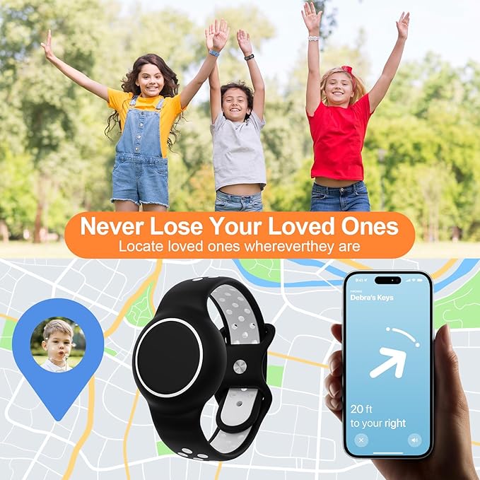 Waterproof Bracelet Compatible with AirTag for Kids (2 Pack), Protective Case GPS Tracker Holder for Child with Full Coverage Hidden Design, Soft Silicone Anti-Lost Wristband Cover for Toddler BWBB